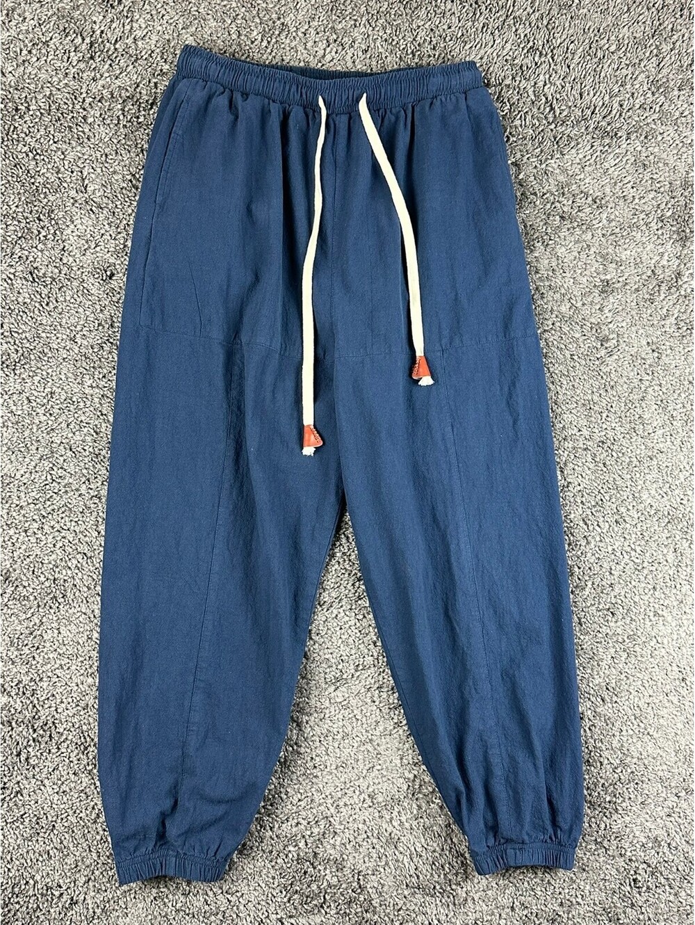 KIDORIMAN Mens Blue Jogger Pants XXL Casual Drawstring Cuffed Ankle Cotton